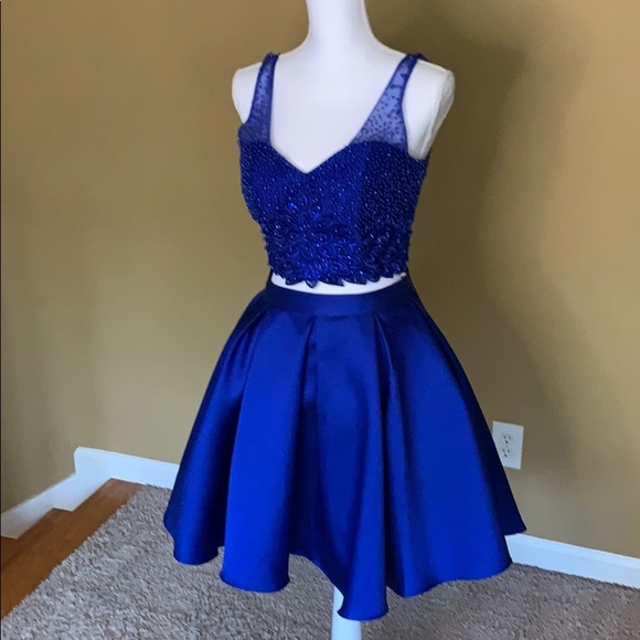 Narianna- Royal Blue Homecoming/Prom 2-Piece Dress - Picture 2 of 7